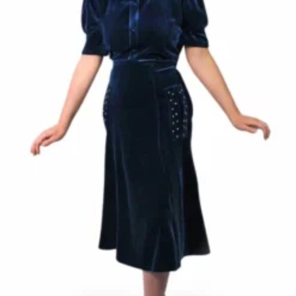 Nicoletta Carlone 1930s Style Blue Velvet Hooded Stars Dress - NWOT - Picture 2 of 9